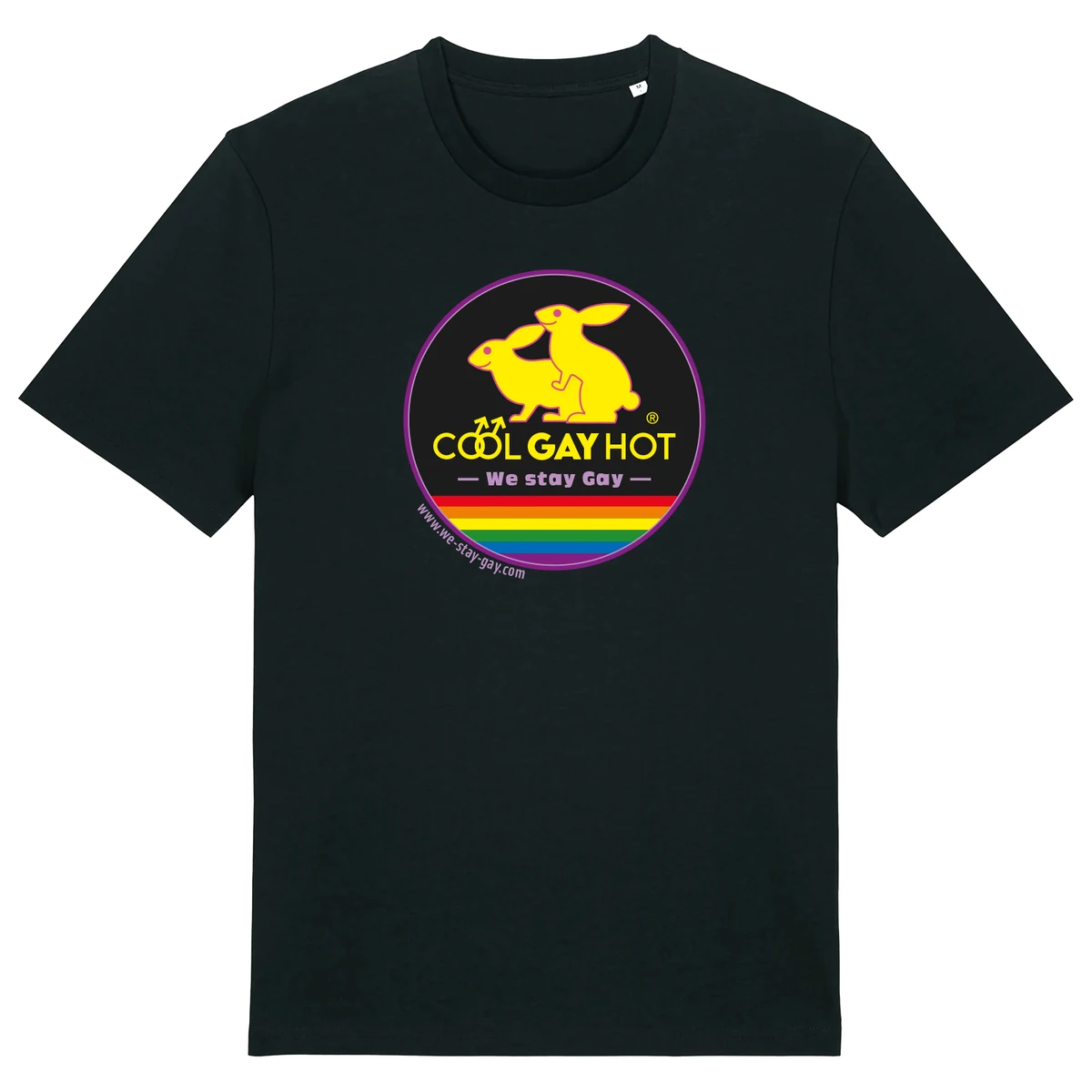 Schwarzes T-Shirt mit We Stay Gay Logo